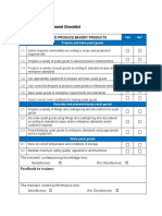 Bread and Pastry Trainees Self Assessment Checklist