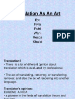 Translation As An Art