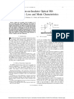 Silicon-on-Insulator Optical Rib Waveguide Loss and Mode Characteristics