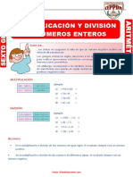 Multiplicación y División de Números Enteros para Sexto Grado de Primaria