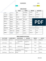 Classwork MOD.2 Food Chart