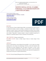 La Teoria Institucional en El Cuadro de Mando Integral: Factor de Éxito en Una Institucion Financiera