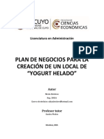 Plan de Negocios para La Creacin de Un Local de Yogurt Helado