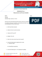 Problem Set 1 Measurements and Process Variables