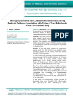 Etiological Spectrum and Antimicrobial Resistance Among Bacterial Pathogen Association With Urinary Tract Infection in Wasit Governorate/ Iraq