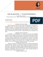 Lista de Exercícios - 1° Lei Da Termodinâmica