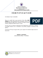 Certification of Non-Connection To Agency