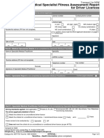 Medical Specialist Fitness Assessment Report Driver Licence