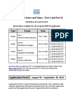 Exam Dates Part I and II