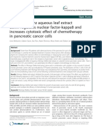 Moringa Oleifera Aqueous Leaf Extract Down-Regulates Nuclear Factor-Kappab and Increases Cytotoxic Effect of Chemotherapy in Pancreatic Cancer Cells