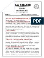 Salient Features of The English Constitution