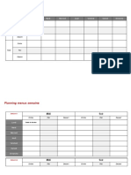 Planning Menu Semaine Excel Gratuit