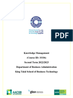 Knowledge Management (Course ID: 33336) Second Term 2022/2023 Department of Business Administration King Talal School of Business Technology