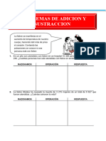 Problemas de Adicion y Sustraccion para Tercero de Primaria