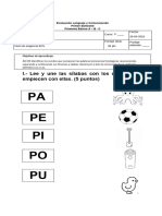 Evaluación Lenguaje, LETRA P y S