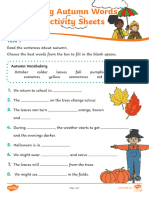 Using Autumn Words Activity Sheets Activity Sheets