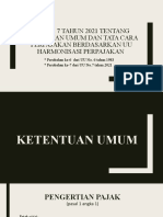 Uu No. 7 THN 2021 Tentang Kup Dan Tata Cara Perpajakan (Uu HPP)