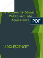 Developmental Stages in Middle and Late Adolescence