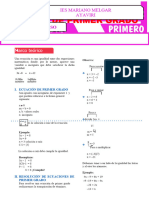 Ecuación de Primer Grado para Primer Grado de Secundaria