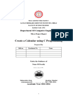 Create A Calendar Using C Programming: Department of Computer Engineering