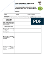 Ficha de Evaluacion de Un Proyecto de Feria de Ciencias