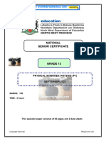 NW Physical Science Grade 12 SEPT 2022 P1 and Memo
