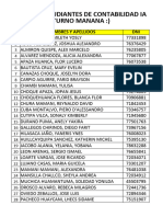 Lista de Estudiantes de Contabilidad Turno Mañana Basadre