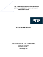 Elaboración Manual Sistema Gestión Seguridad Salud Trabajo Bajo Decreto 1072 Empresa Croquis Sas