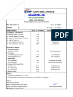 Test Certificate JSW CHD W. No. 43 With 28 Day