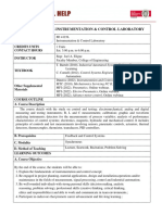 Course Syllabus Instrumentation Control Lab.