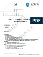 Grade 10 (Edexcel) Biology I