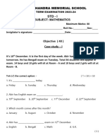 Math Question Paper Sept 2023