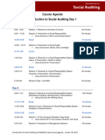 Intro To Social Auditing & SA8000 - Course Agenda