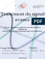 Synthèse Et Application D'un Filtre RIF Par La Méthode Desfenêtres (TFD, Hanning, Hamming, Bessel Et/ou Blackman) .