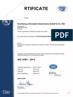 Certificate DQS ISO14001 2015 Environmental Management en