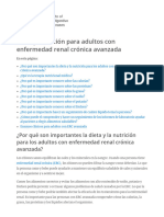 Dieta y Nutrición para Adultos Con Enfermedad Renal Crónica Avanzada - NIDDK