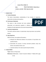 4a's Lesson Plan - Division of Polynomials