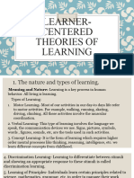 Learner Centered Theories of Learning