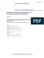 Antibiotic Properties of Ethanol Extract of Chromolaena Odorata Asteriaceae