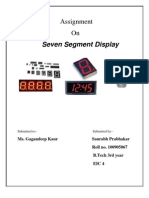 Assignment On Seven Segment Display: Ms. Gagandeep Kaur Saurabh Prabhakar Roll No. 100905067 B.Tech 3rd Year Eic 4