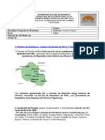 Criação Do Estado de Rondônia.