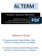 Physics - 1 - LESSON 1 (Final Term - Summer 23)