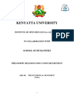 ARE 403 Ecumenical Movement Kenyatta University Notes