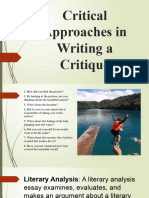 Critical Approaches in Writing A Critique