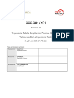 XXX-X01/X01: "Ingeniería Detalle Ampliación Planta A 100 KTPM" Validaci Ón de La Ingeniería Básica