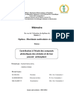 Mémoire: Option: Biochimie Moléculaire Et Santé