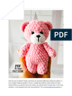 Easy Pink Plush Bear Amigurumi Free PDF Pattern