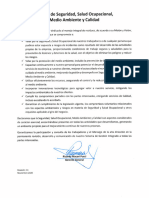 Política de Seguridad, Salud Ocupacional, Medio Ambiente y Calidad