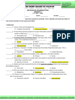 Entrance Examination - Answer Key