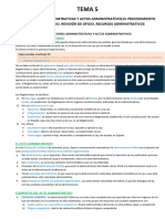 Tema 5. Disposiciones Administrativas y Actos Administrativos - El Procedimiento Administrativo. Revisión de Oficio. Recursos Administrativos